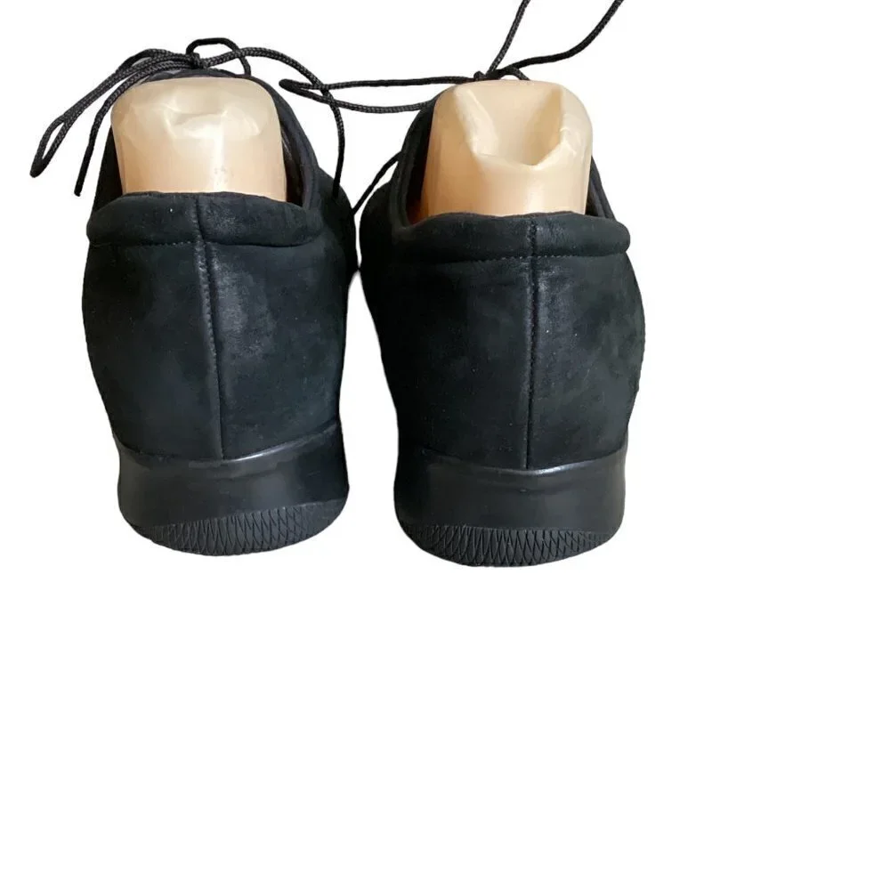 Munro American Black Suede Round Toe Lace Up Comfort Work Shoe Sz 8-1/2‎ W #198F
